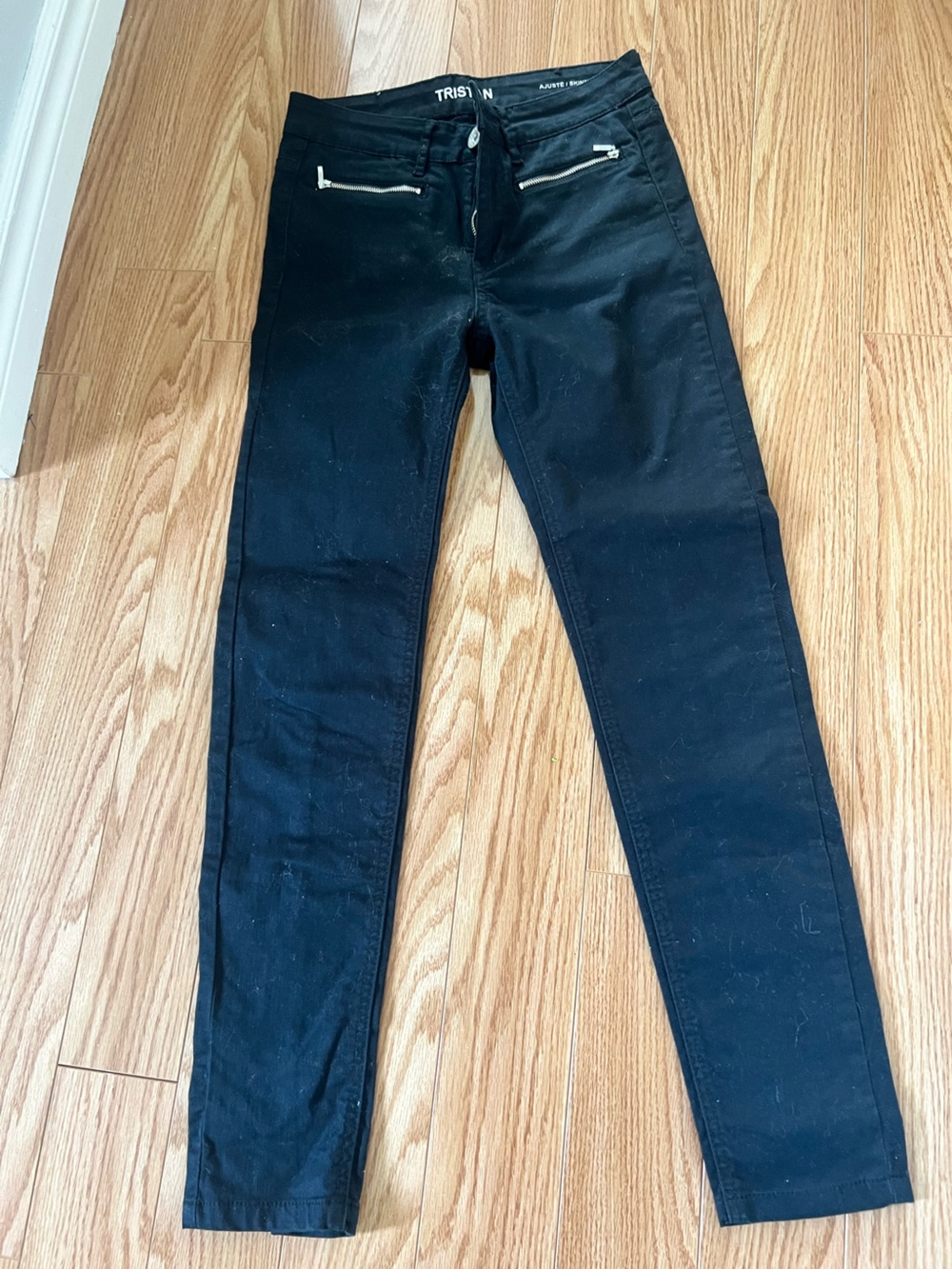 Tristan Black Slim Jeans with Silver Zippers